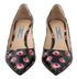 Prada Black Leather Floral Heels Stilettos Pumps