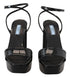 Prada Black Patent Sandals Ankle Strap Heels Leather