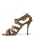 Dolce & Gabbana Bronze Crystal Strap Heels Sandals Shoes