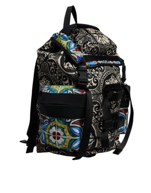 Dolce & Gabbana Multicolor Maiolica Print Nylon Backpack Bag
