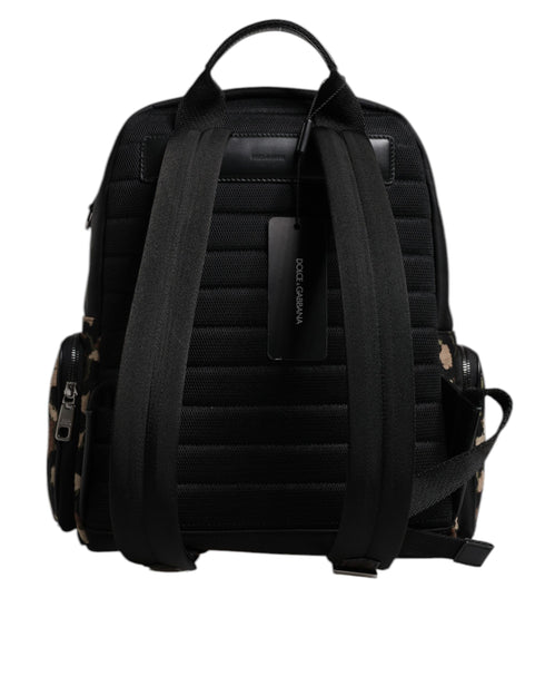 Dolce & Gabbana Multicolor Leopard Print DG Logo Plaque Men Backpack Bag