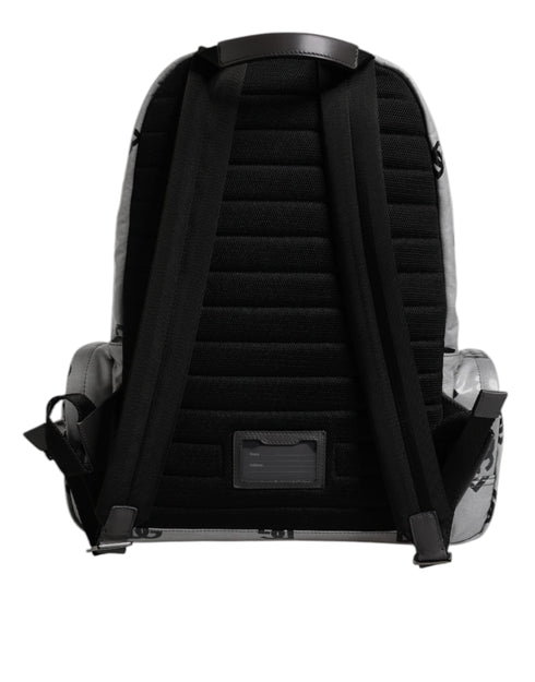 Dolce & Gabbana Polyester Gray Black DG Logo Plaque Backpack Bag