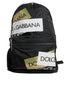 Dolce & Gabbana Black Logo Tape Polyamide School Travel Backpack Bag