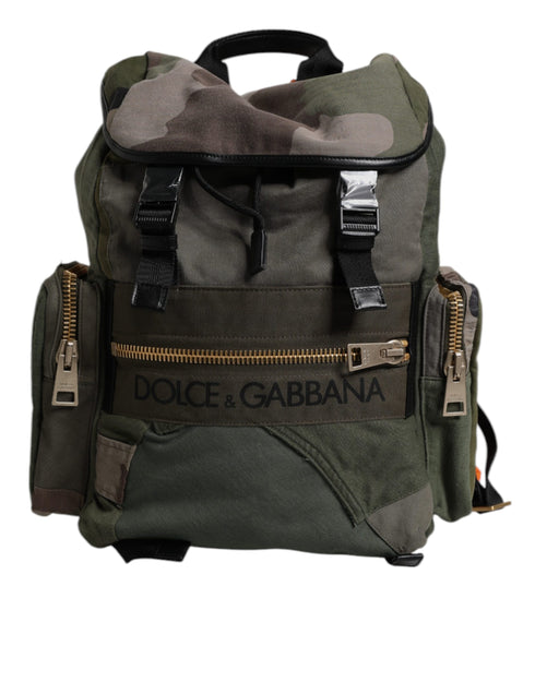 Dolce & Gabbana Military Green Patchwork Travel Backpack Bag