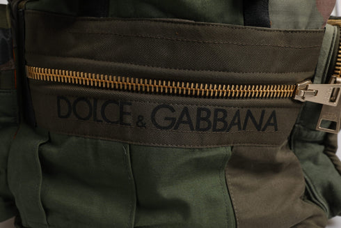 Dolce & Gabbana Military Green Patchwork Travel Backpack Bag