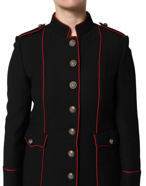 Dolce & Gabbana Black Wool Single Breasted Trench Coat Jacket