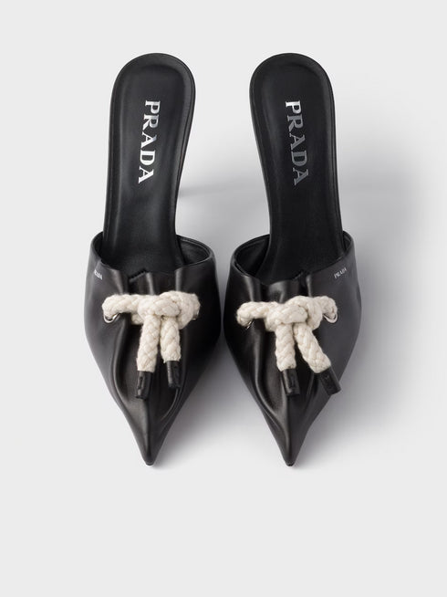 Prada Black Nappa Leather Rope Detail Sandals