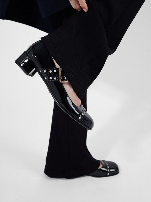 Prada Black Patent leather Mary Jane pumps