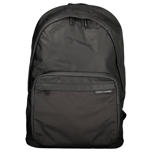 Tommy Hilfiger Black Polyester Men Backpack