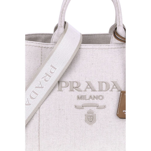 Prada Cream Cotton Shoulder Bag