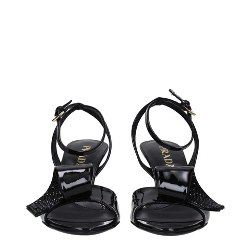 Prada Black Leather Stiletto Heel Sandals