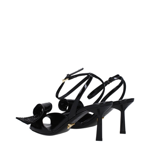 Prada Black Leather Stiletto Heel Sandals