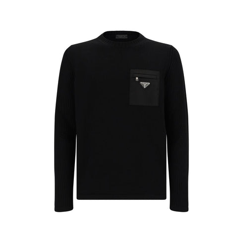 Prada Black Fleece Wool Sweatshirt