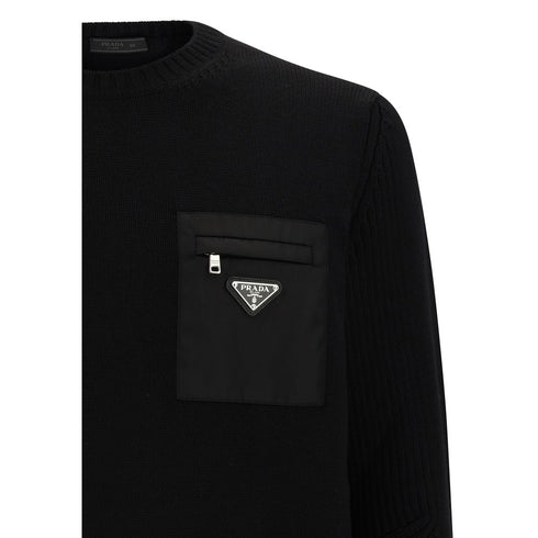 Prada Black Fleece Wool Sweatshirt