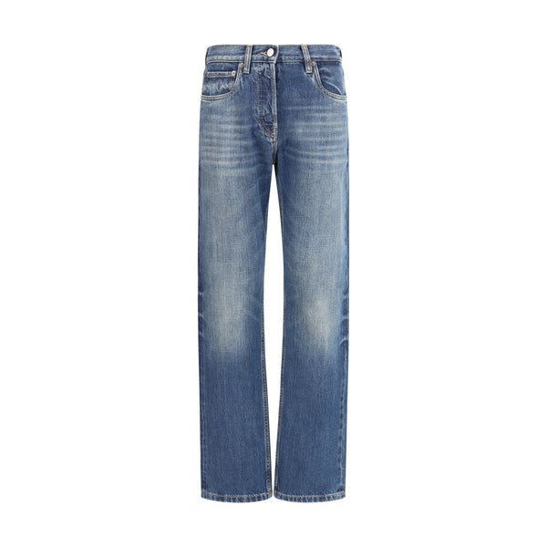 Prada Blue Cotton Straight-Leg Jeans