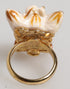 Dolce & Gabbana Gold Brass Resin Beige Dog Pet Accessory Ring