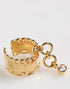 Dolce & Gabbana Gold Tone Brass Logo Chain Clear Crystals Adjustable Ring