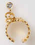 Dolce & Gabbana Gold Tone Brass Logo Chain Clear Crystals Adjustable Ring