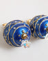 Dolce & Gabbana Gold Brass Blue Christmas Ball Crystal Drop Clip On Earrings