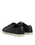 Dolce & Gabbana Black Leather Lace Up Low Top Sneakers Shoes
