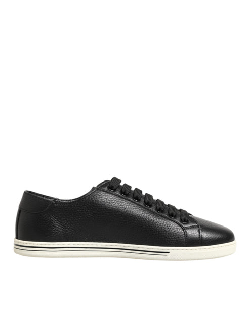 Dolce & Gabbana Black Leather Lace Up Low Top Sneakers Shoes