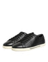 Dolce & Gabbana Black Leather Lace Up Low Top Sneakers Shoes