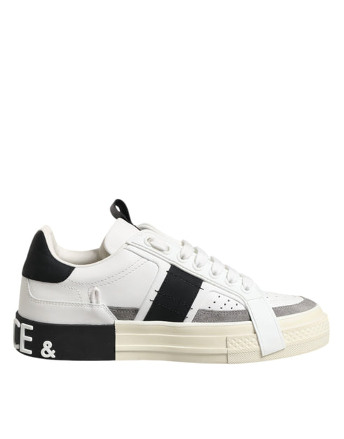Dolce & Gabbana White Leather Custom 2.Zero Sneakers Shoes