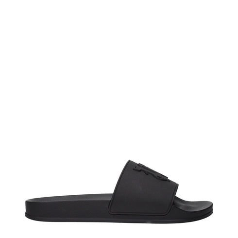 Palm Angels Black Cotton Slippers