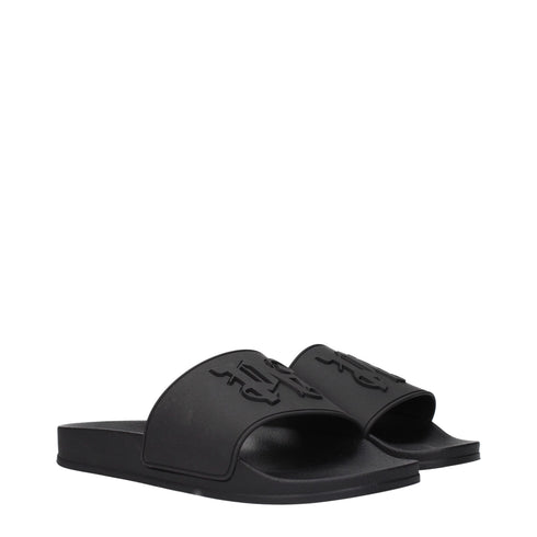 Palm Angels Black Cotton Slippers