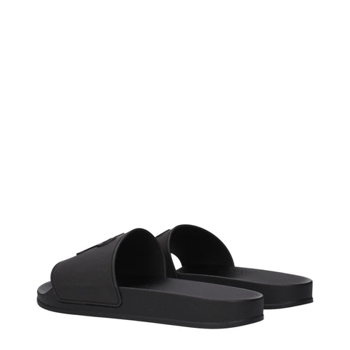 Palm Angels Black Cotton Slippers
