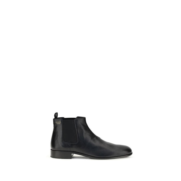 Prada Black Leather Ankle Boots