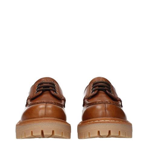 Prada Brown Leather Oxfords And Derbies